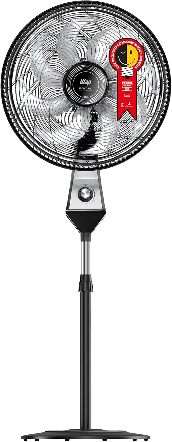 WAP Ventilador de Coluna 50cm FLOW TURBO, com Tecnologia Silenciosa e Econômica, 8 Pás e 3 Velocidades