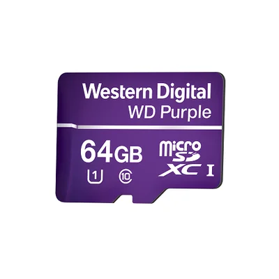 Cartão De Memória WD Purple Micro SD, 64GB, Classe 10
