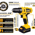 Jogo de Ferramentas 169 Peças com Maleta e Furadeira Parafusadeira Sem Fio 12V TB-12E - Miniatura 6