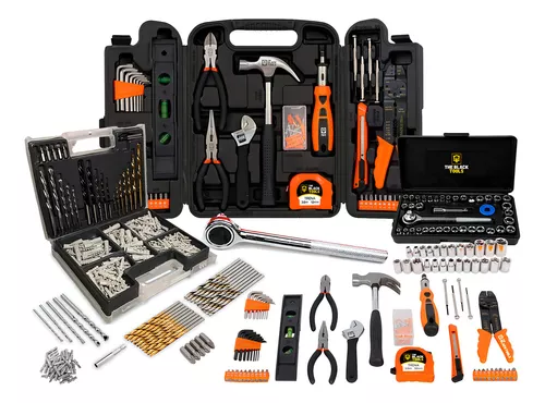 Kit Jogo de Ferramentas 129 Peças com Jogo de 40 Soquetes e Kit de 300 Peças de Brocas e Buchas
