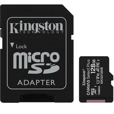 Cartão de memória Kingston microSD de 128GB Canvas Select Plus