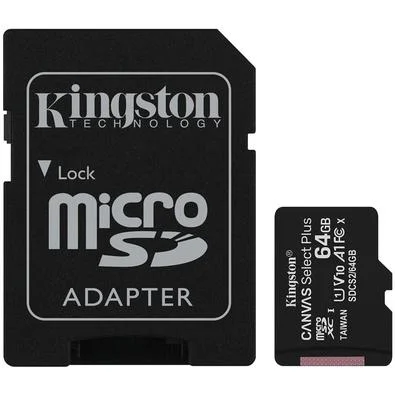 Cartão de memória Kingston microSD de 64GB Canvas Select Plus
