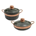 Frigideira + Panela de Pedra Sabão com tampas de vidro com pegador exclusivo - Miniatura 1