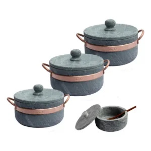 Jogo Com 3 Panelas De Pedra Sabão + Brinde