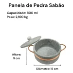 Jogo de Panelas de Pedra Sabão 6 peças com Panela de Pressão - Miniatura 3