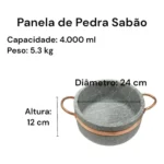 Jogo de Panelas de Pedra Sabão Tampa de Vidro 1,5 , 2, 3 e 4 Litros com Pegador Exclusivo - Miniatura 4