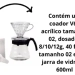 Kit Cafeteira Hario V60 Jarra+tampa+suporte+colher+40 Filtro - Miniatura 4