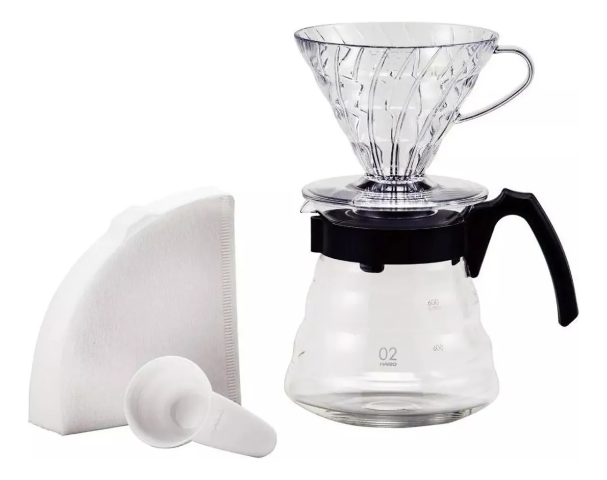 Kit Cafeteira Hario V60 Jarra+tampa+suporte+colher+40 Filtro