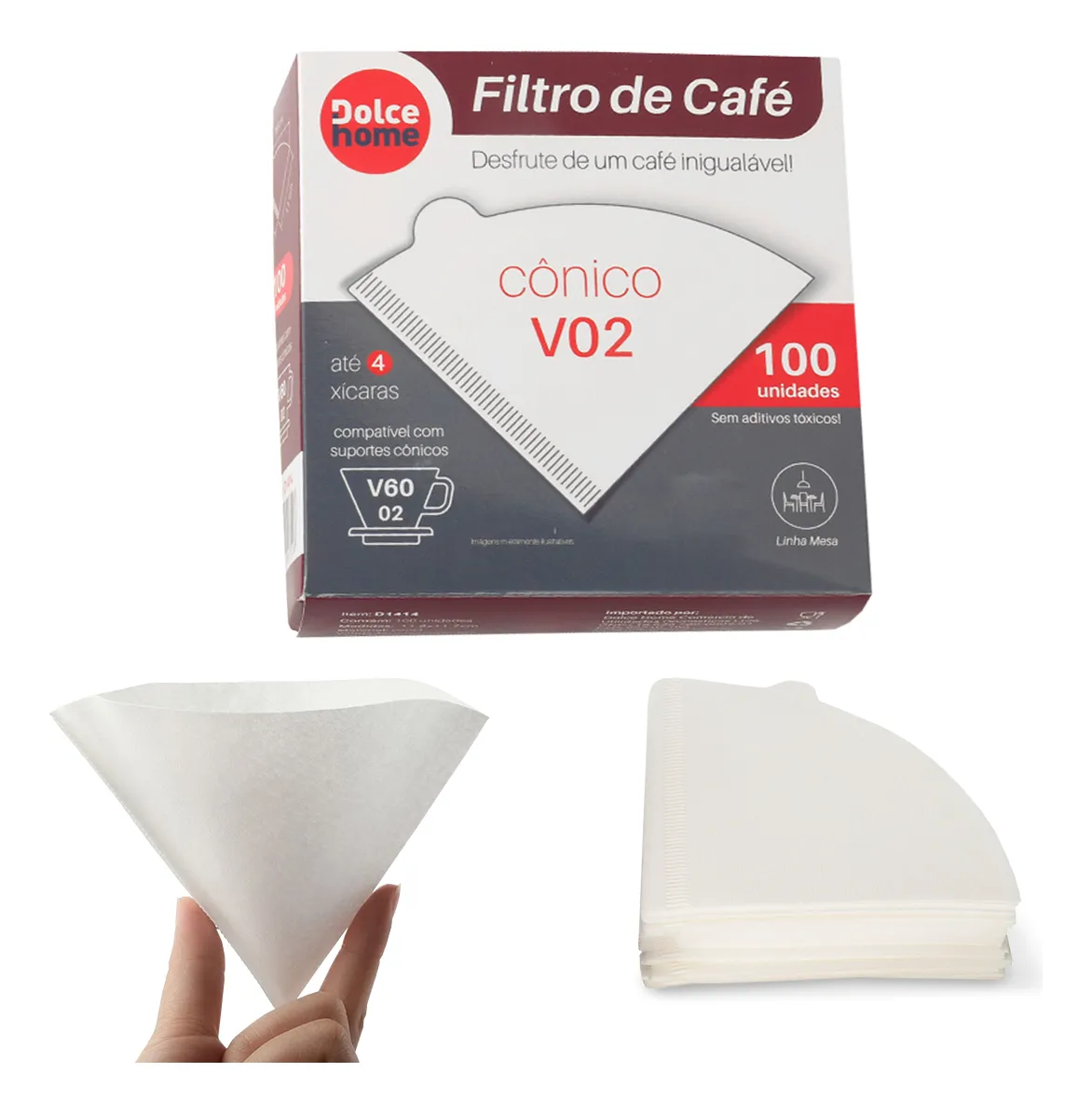 Filtro De Papel Para Café Pacote 100 Dolce Home Cor Branco