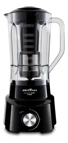 Liquidificador Diamante 2,65 L Com 4 Lâminas 1050W de Potência Cor Preto Britânia