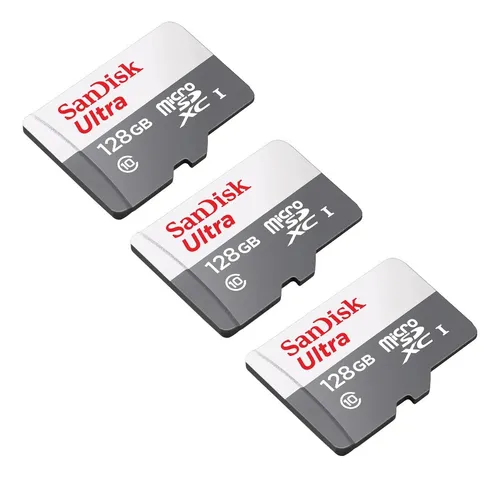 Kit 3 Cartão Memória Micro Sd Sandisk 128gb Classe 10 Ultra