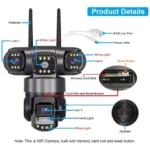 Câmera De Monitoramento Wi-fi Tripla Ptz Ip67 - Miniatura 4