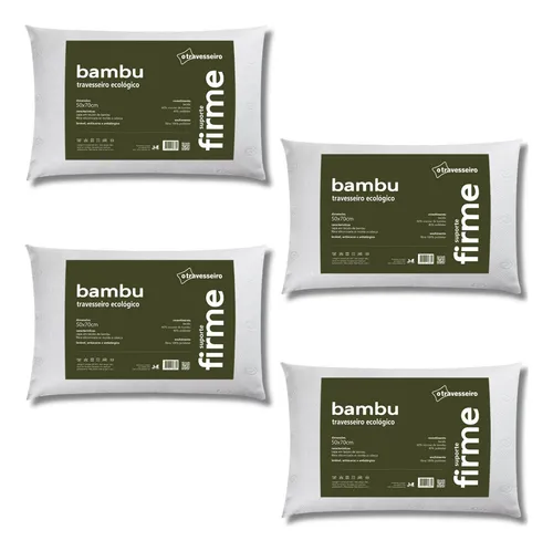 Combo 4 Travesseiros Família 50x70cm Antialérgico Lavável
