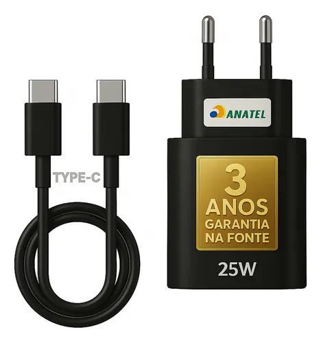 Carregador Super Rápido 25w Para Samsung Galaxy S25 S24 S23 S22 S21 S20 Fe Plus Ultra - Super Fast Cabo Blindado Tipo Usb C