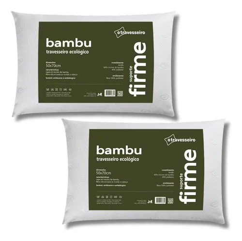 Kit com 2 Travesseiros Hipoalérgicos de Bambu 50x70cm