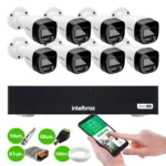 Kit 8 Câmeras Intelbras VHD 1220 B G8 Full Color Bullet Full HD 1080p Multi HD IR 20m + Dvr Intelbras MHDX 1108-C 8 Canais - Miniatura 1